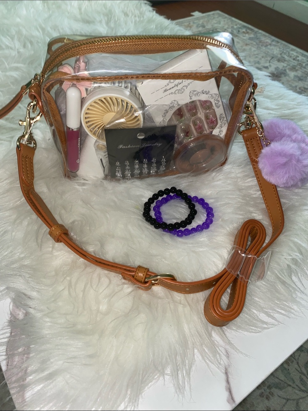 Women’s Beauty & Accessories Gift Set – Clear Crossbody Bag